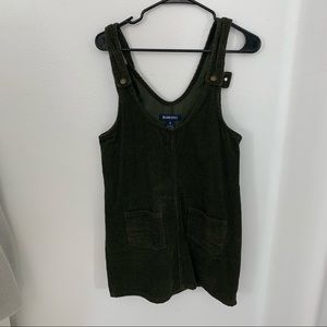Olive green overalls dress